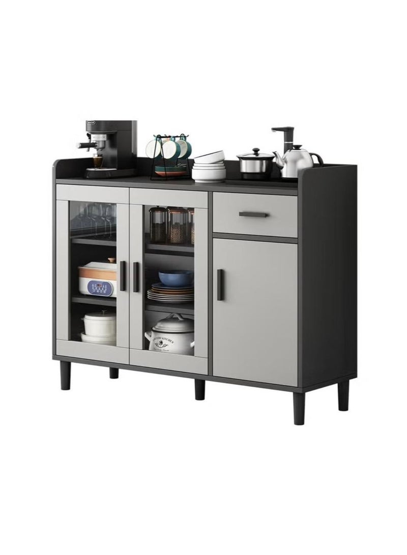 Luxury Home Modern Coffee Corner, Large Storage Capacity Functional Cabinet for Living Room Dining Room Office Kitchen Sideboard Storage Cabinet, Freestanding, Grey - Image 4